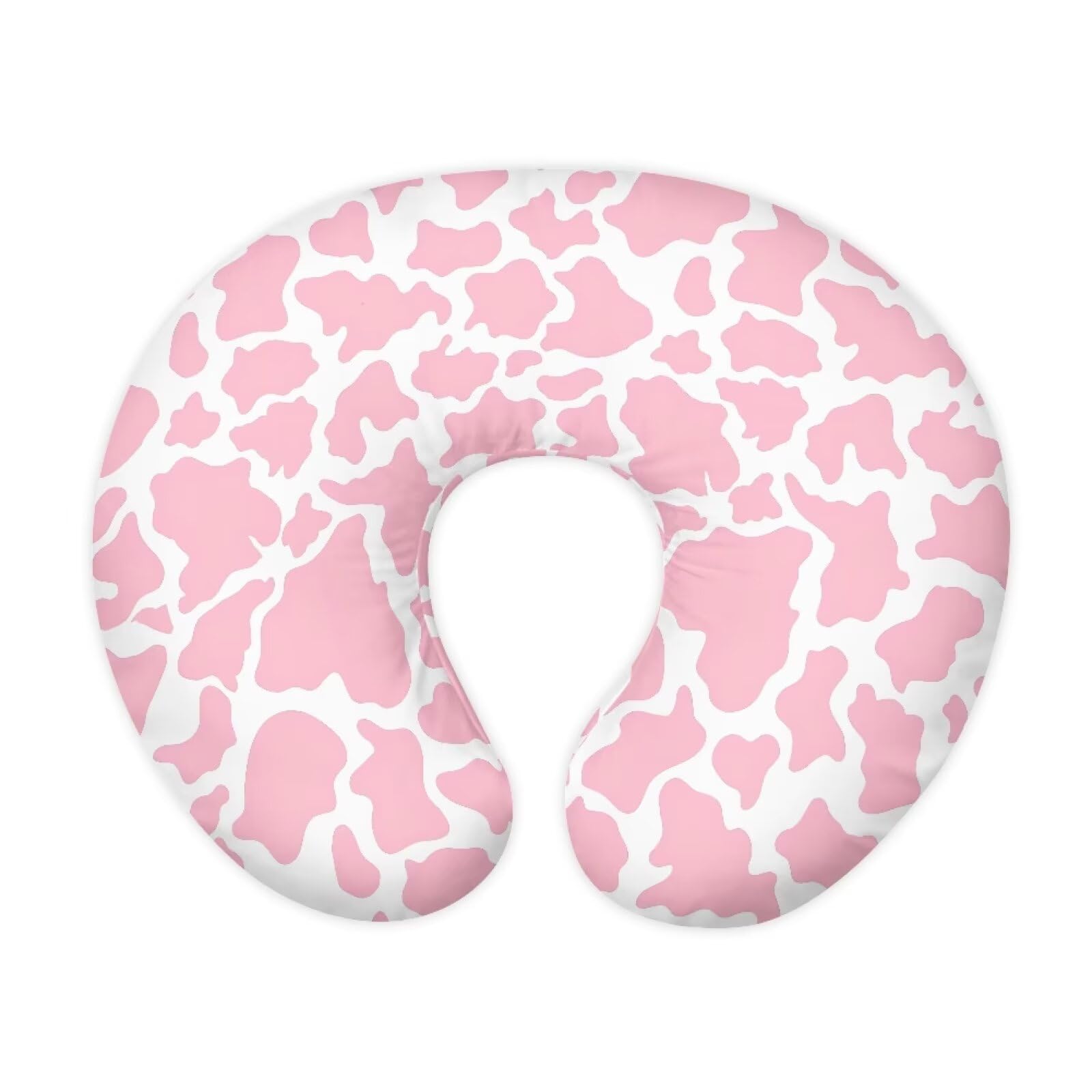 Goronwyfloyd Pink Cow Stripes nursing pillow cover closeup, ultra-soft texture for gentle baby skin.