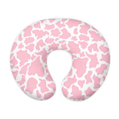 Goronwyfloyd Pink Cow Stripes nursing pillow cover closeup, ultra-soft texture for gentle baby skin.