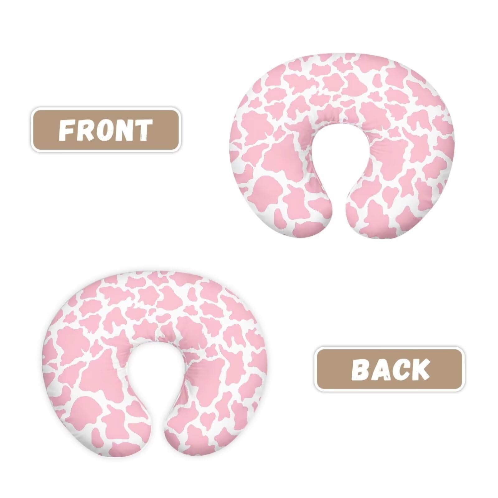 Goronwyfloyd Pink Cow Stripes nursing pillow cover with U-shaped design supports use.