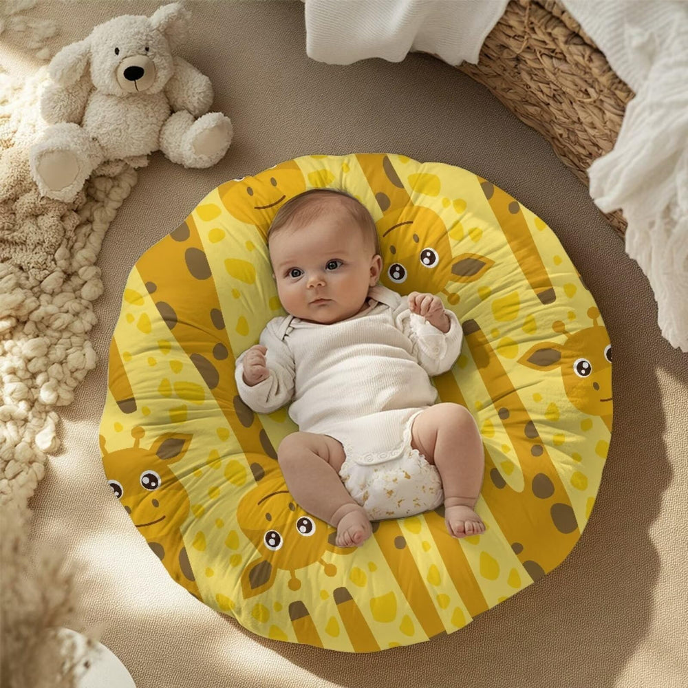 Goronwyfloyd yellow giraffes lounger cover in soft fabric for baby comfort.