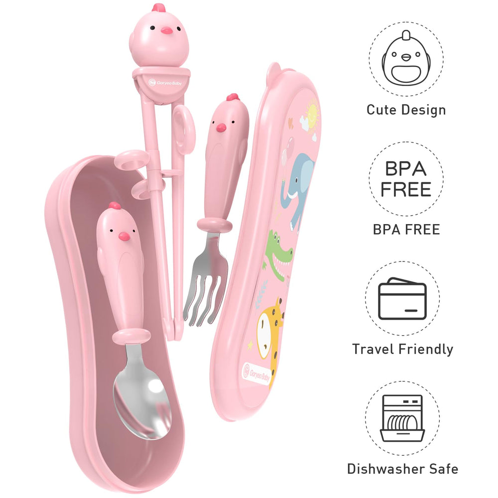 Goryeo Baby stainless forks with kid-friendly grip for easy handling.