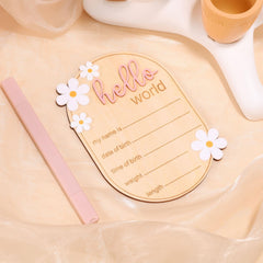 Gosknor wooden birth details sign offers space for name, date, time, weight, and length
