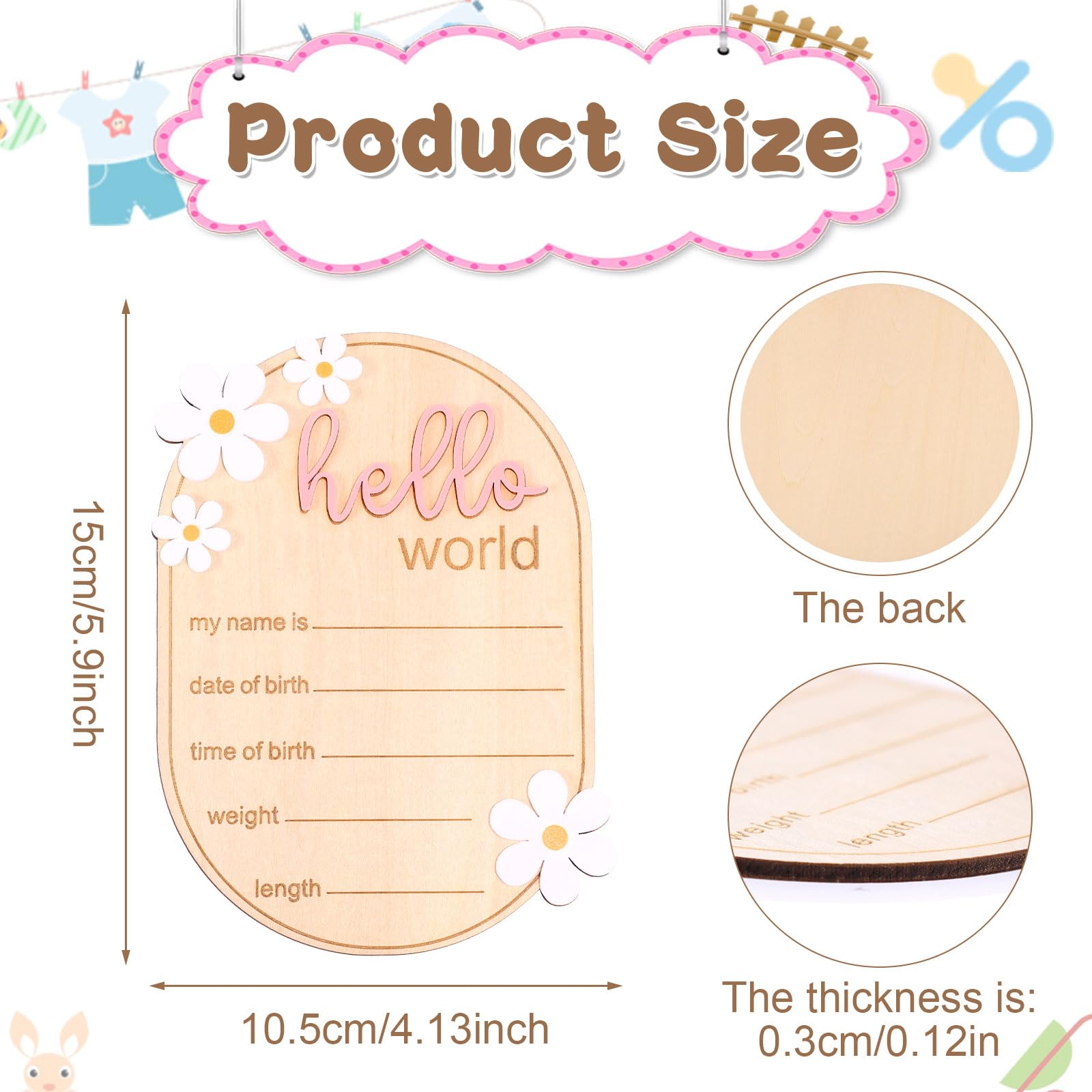 Gosknor sign with daisy accents for a charming birth details keepsake