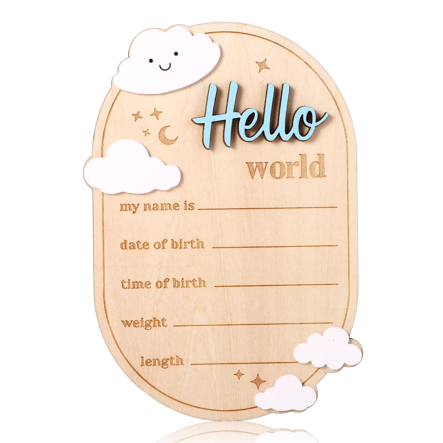Gosknor baby announcement sign on door showcasing hello world design for nursery decor.