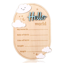 Gosknor baby announcement sign on door showcasing hello world design for nursery decor.