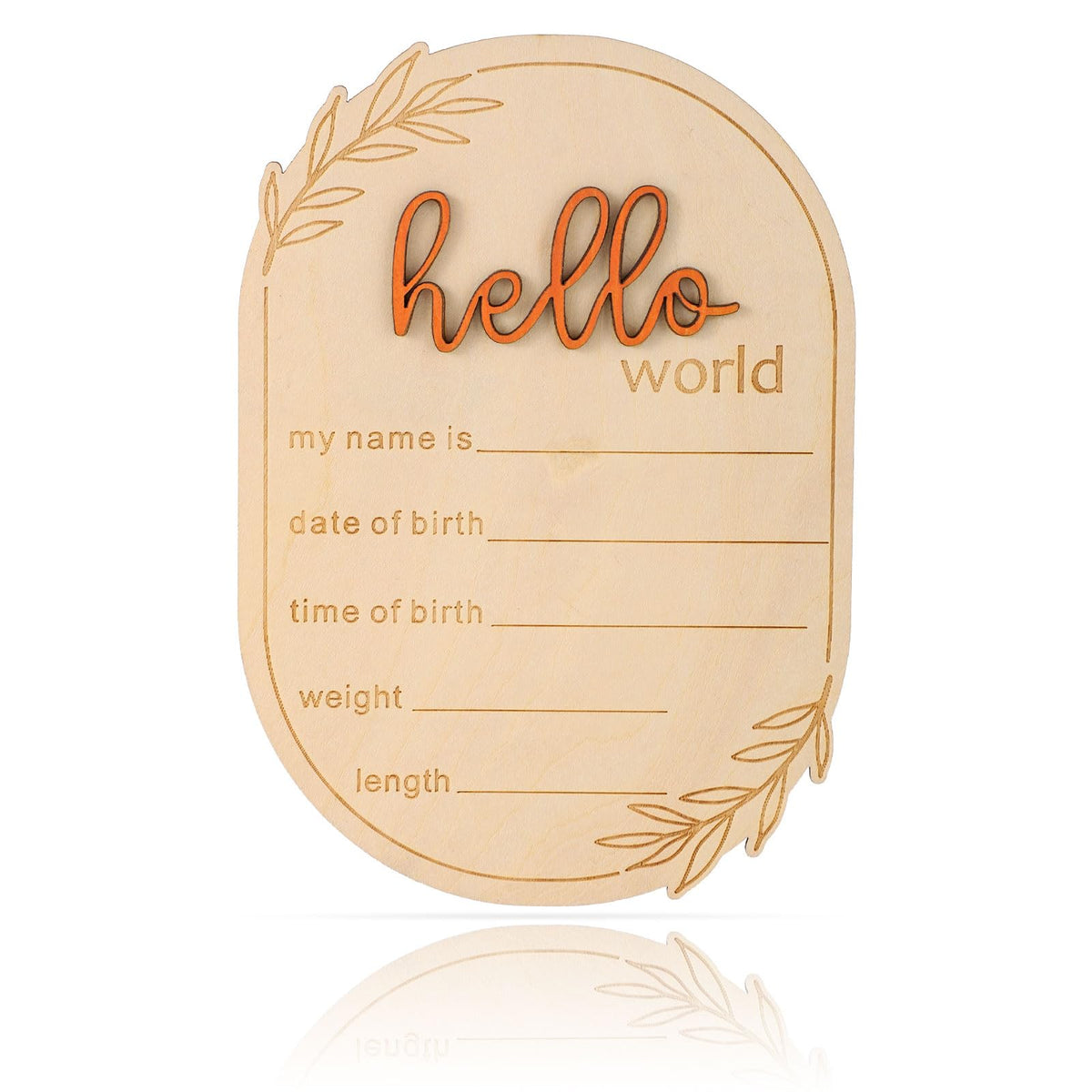 Gosknor baby announcement sign with hello world motif for newborn photo captures