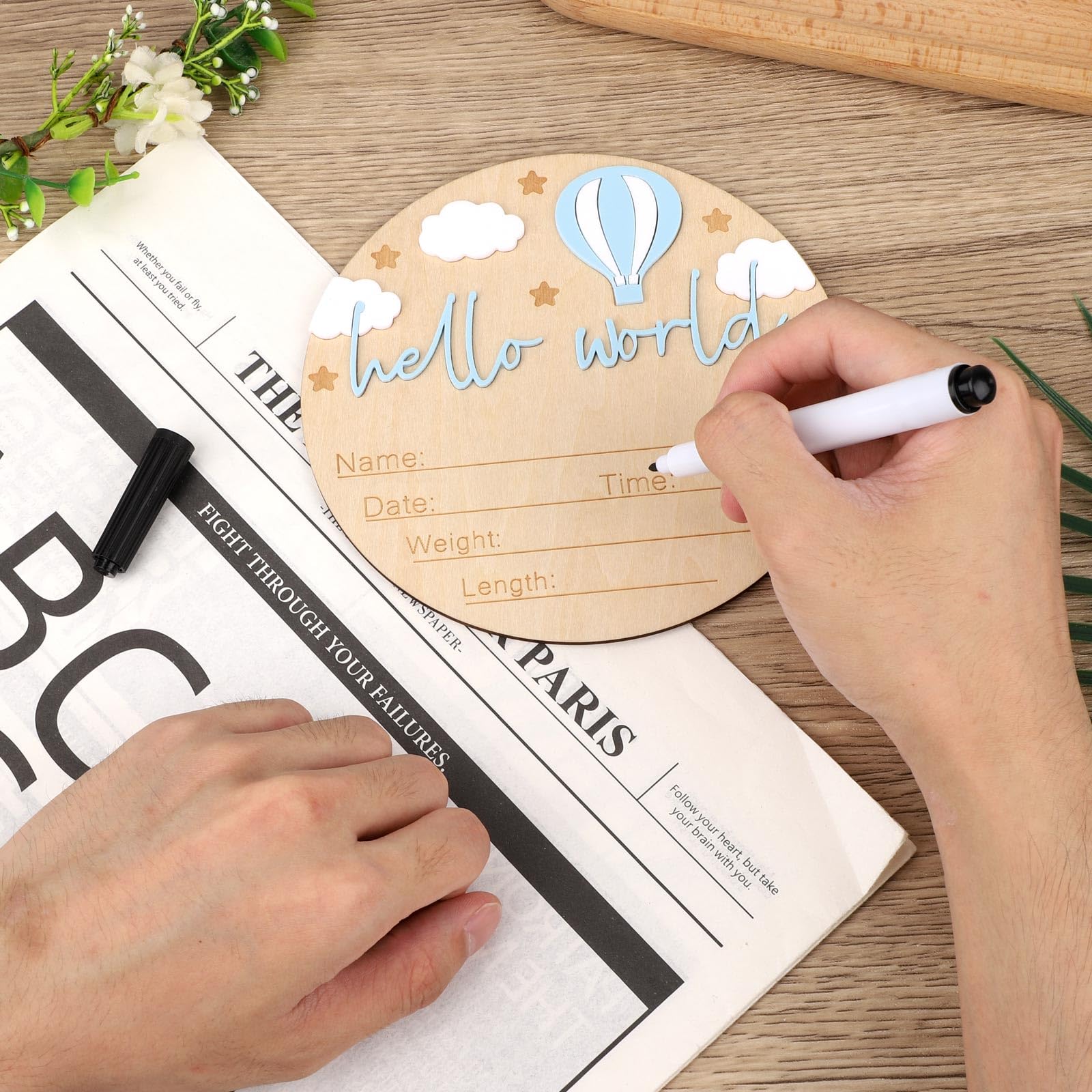 Gosknor sign with included pen for recording baby's details.