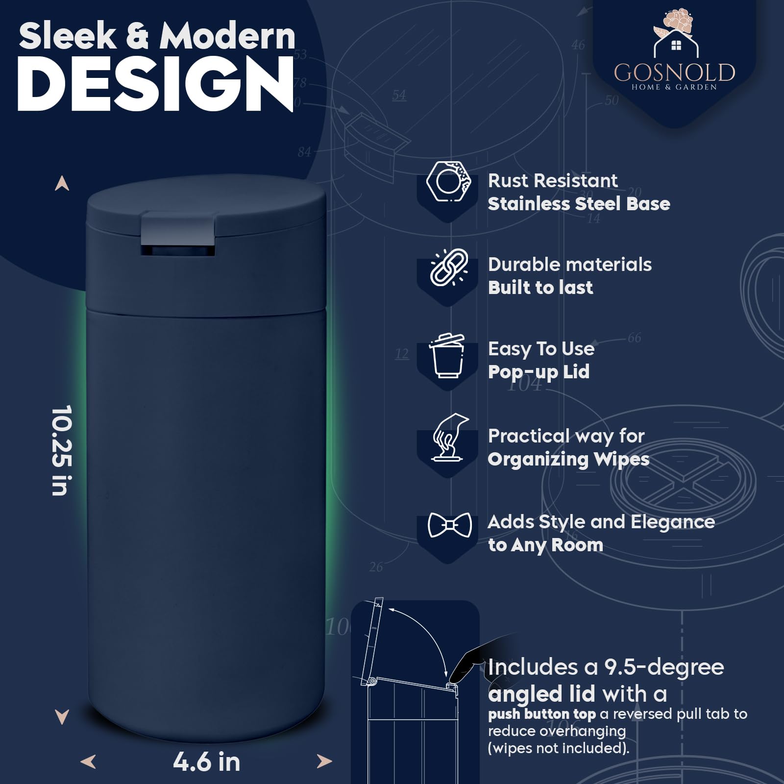 Gosnold Blue Dispenser holds up to 80 wipe rolls for busy spaces