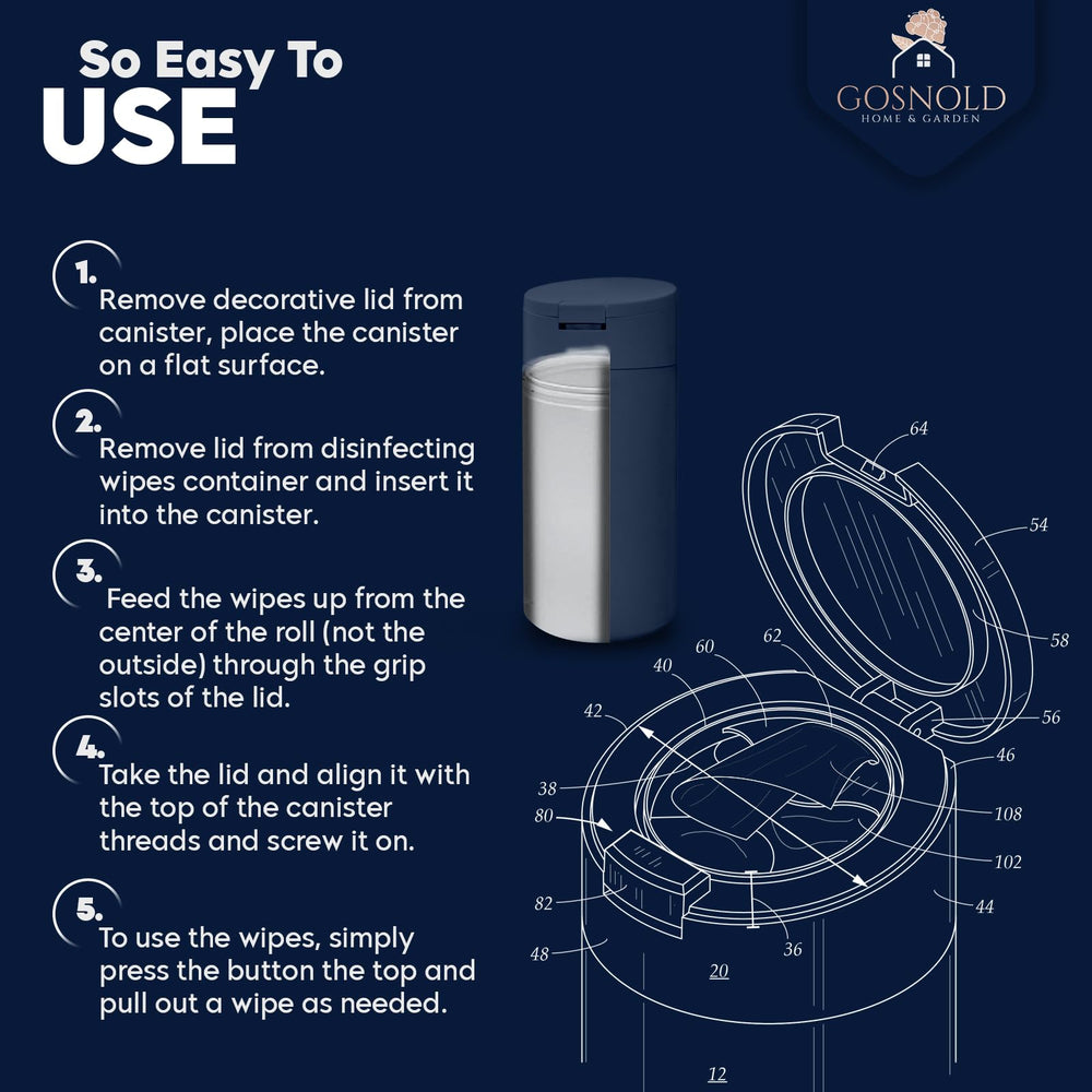 Scratch-resistant navy blue Gosnold dispenser stays looking new