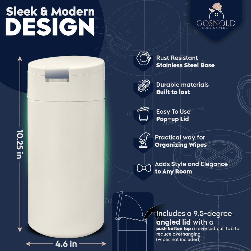Gosnold wipes dispenser on kitchen countertop blending with decor.