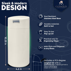 Gosnold wipes dispenser on kitchen countertop blending with decor.