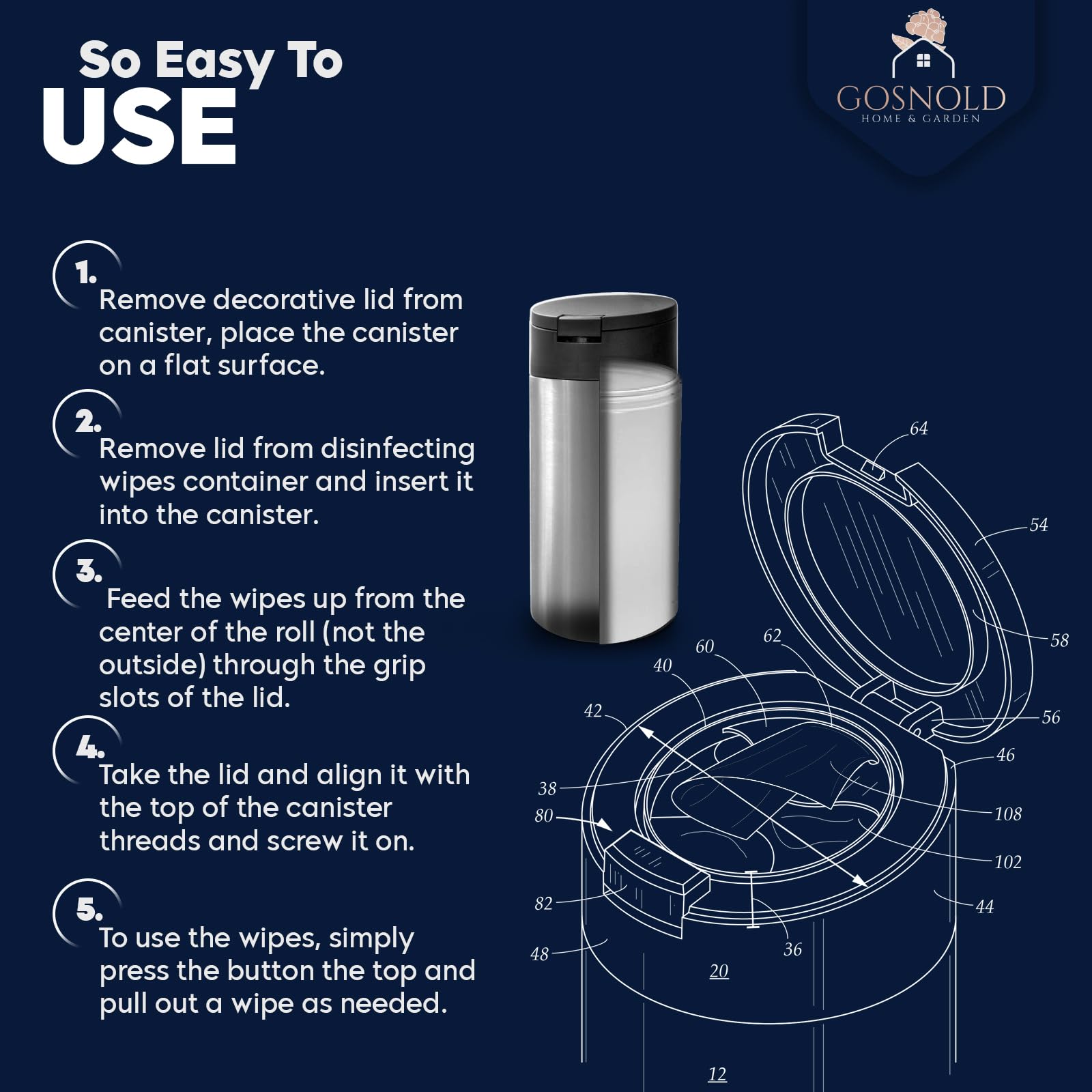 Gosnold wipes dispenser in kitchen setup for everyday use