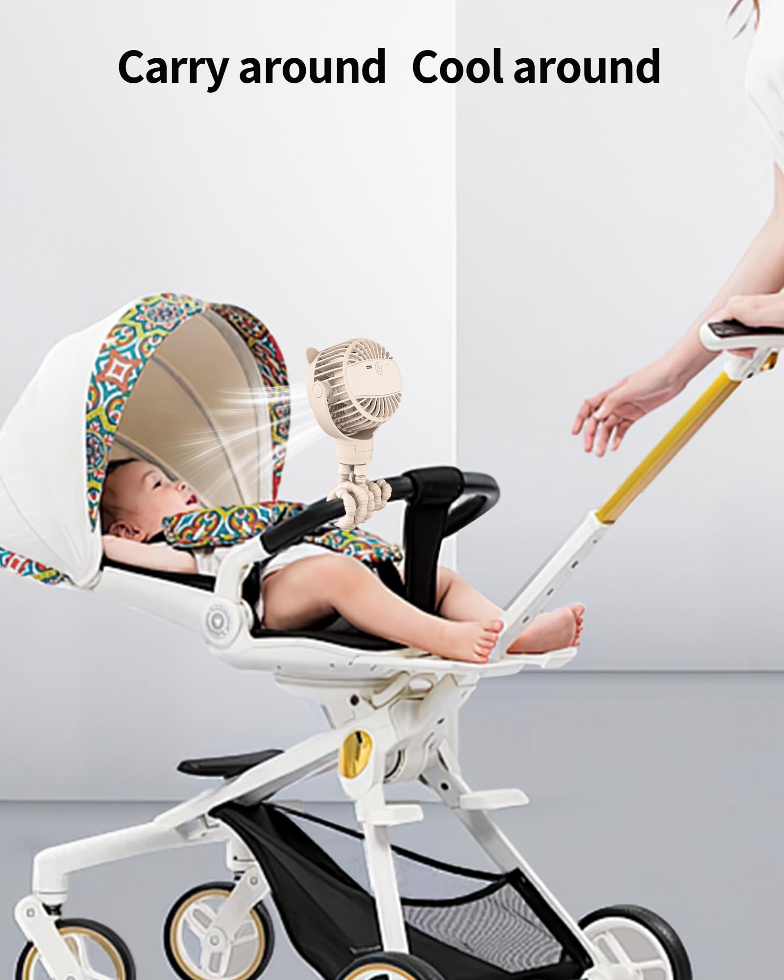 Gototo Baby Stroller Fan's five-in-one design supports multiple mounting options.