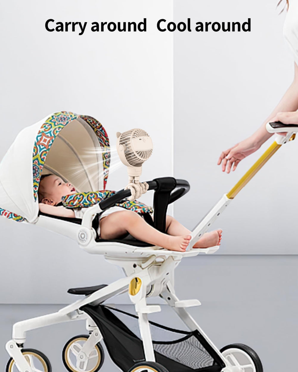 Gototo Baby Stroller Fan's five-in-one design supports multiple mounting options.