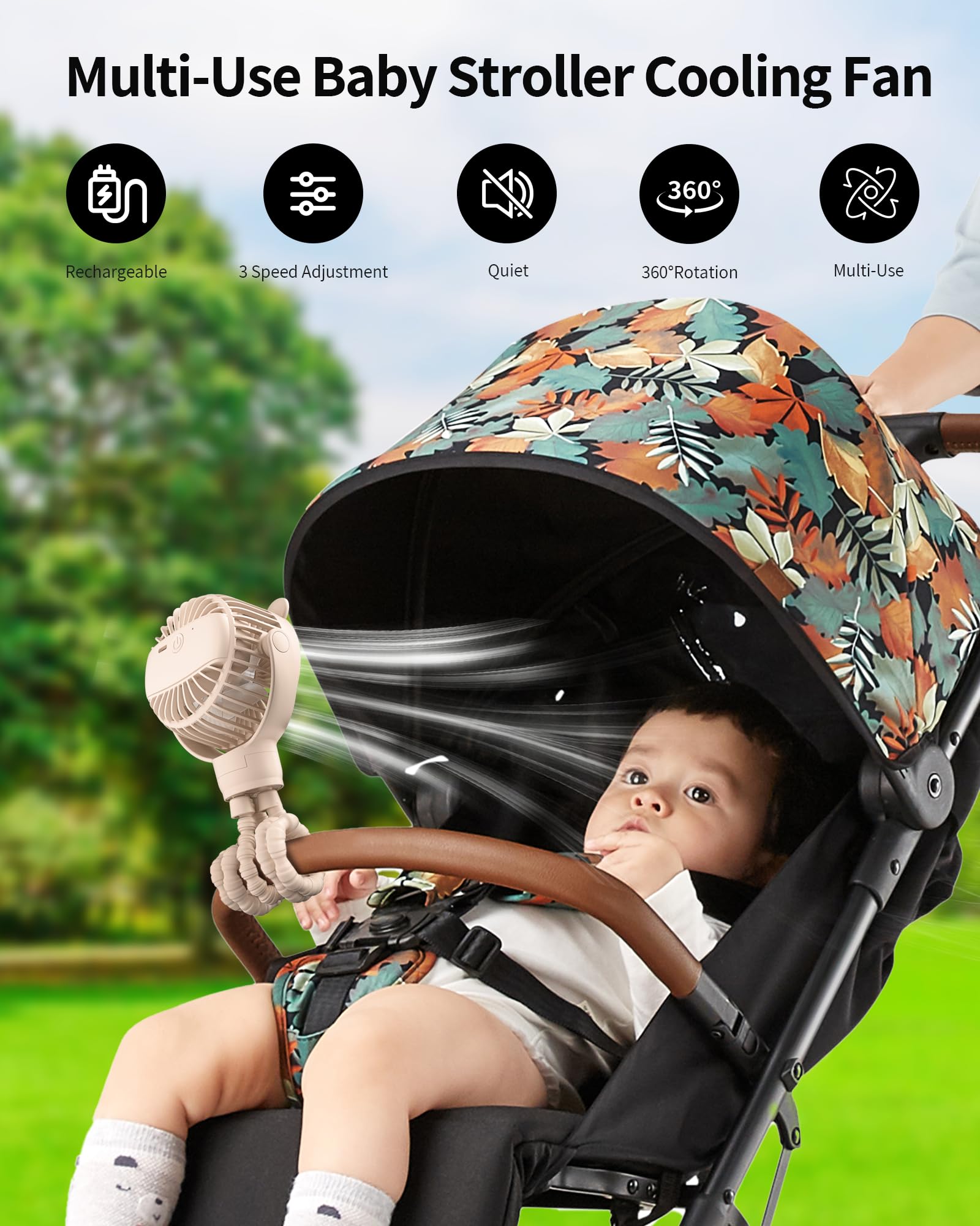 Gototo Baby Stroller Fan handheld use for quick cooling on the go.