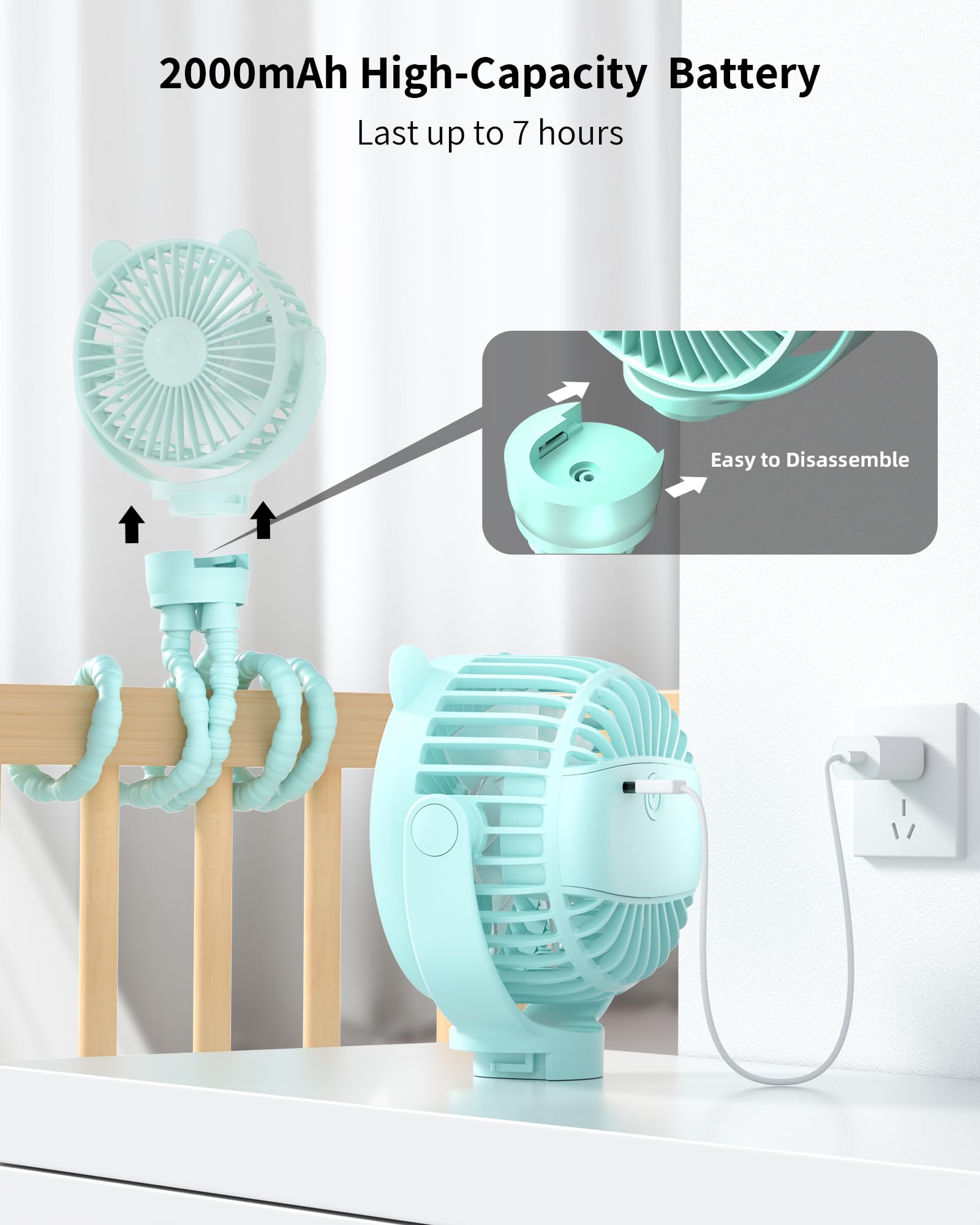 GOTOTO portable fan ideal for walks and trips with baby