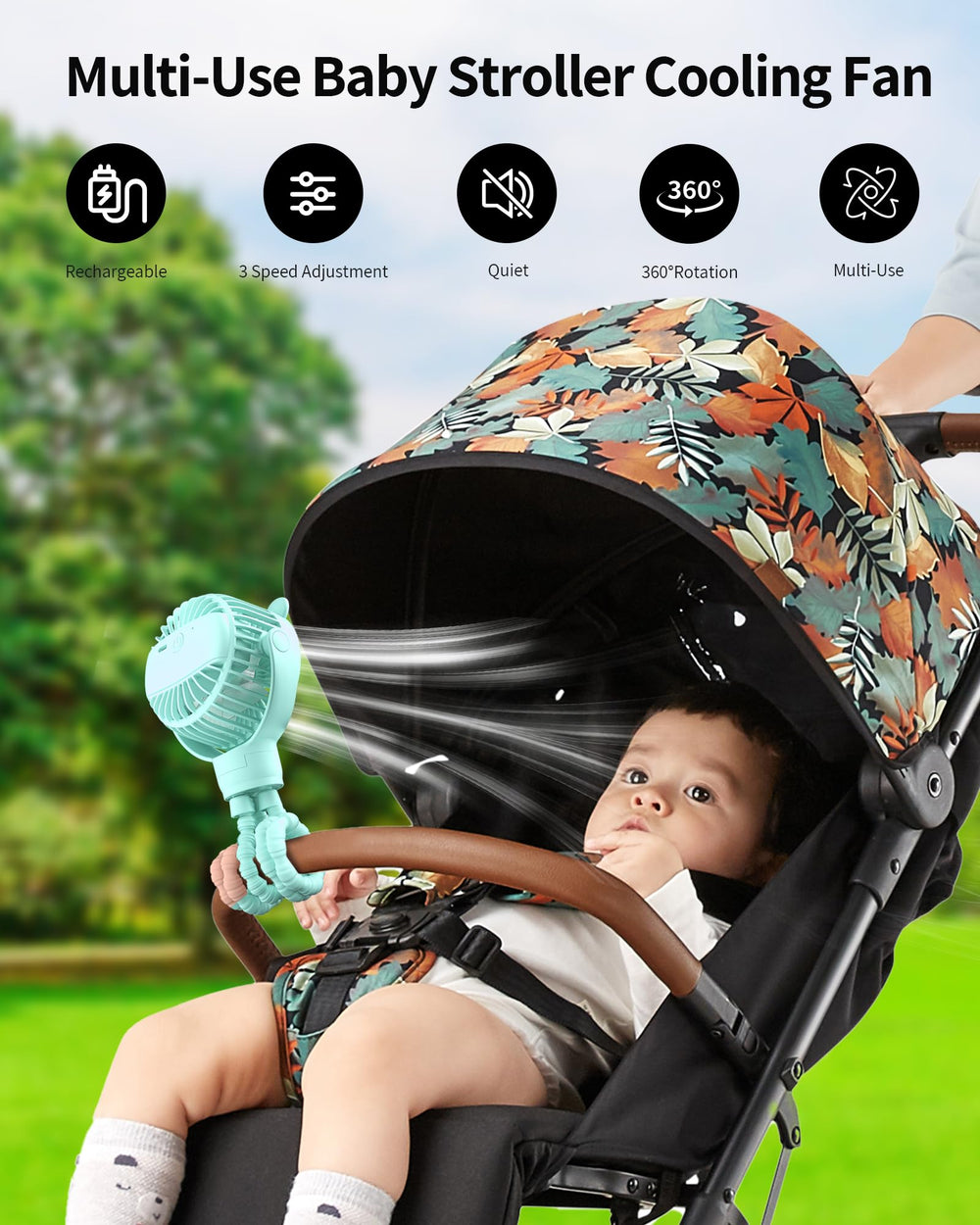 GOTOTO stroller fan operates ultra-quiet for nap time