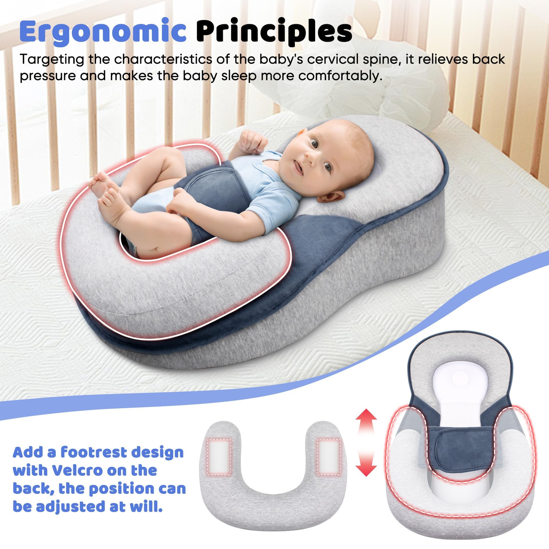 Gotvspt reflux pillow offers a gentle incline during feeding for comfort.