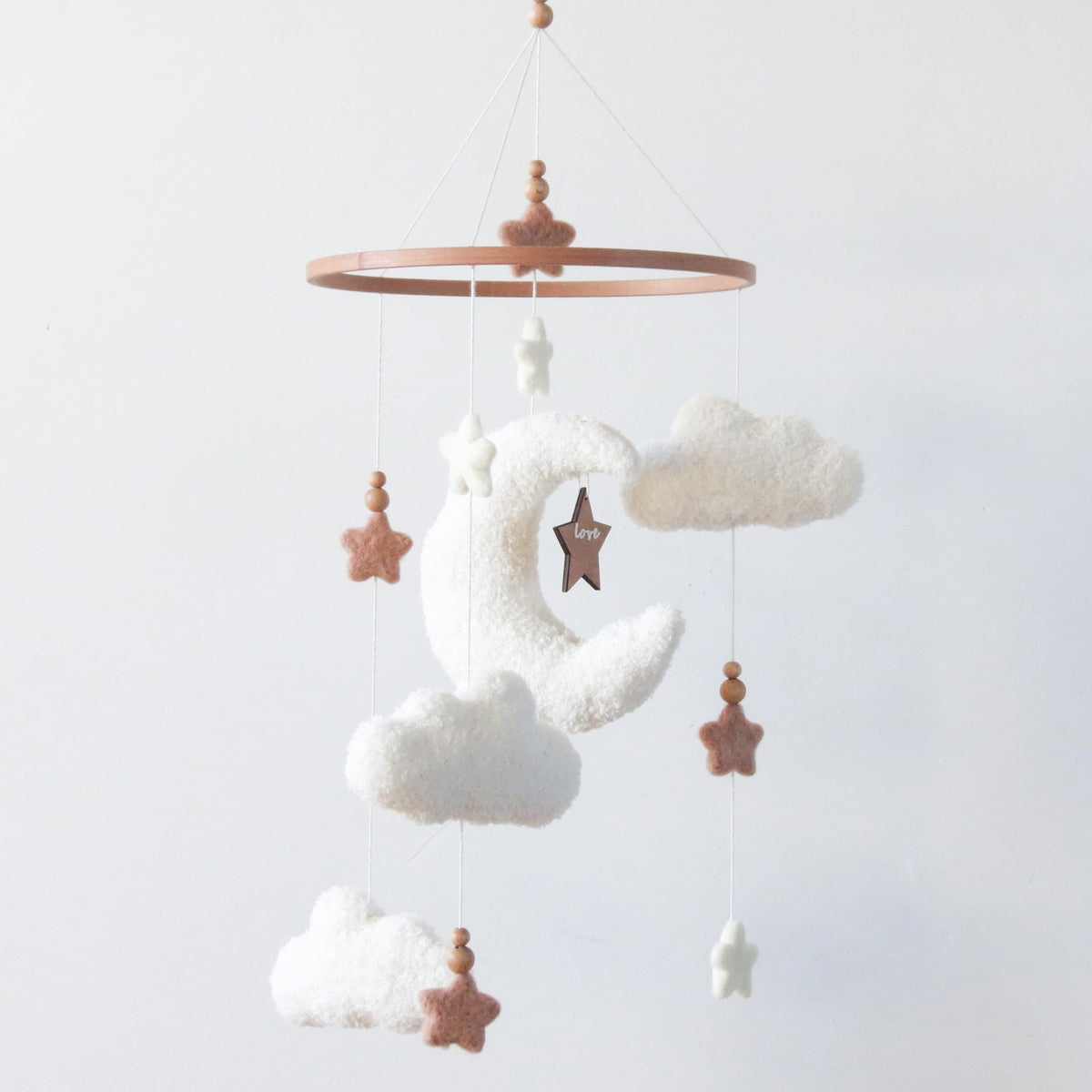Goukurlsma Cloud Crib Mobile with stars and moon for visual calm in the nursery