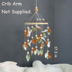 Goukurlsma Leaf Crib Mobile with high-contrast leaves to enhance color recognition and focus.