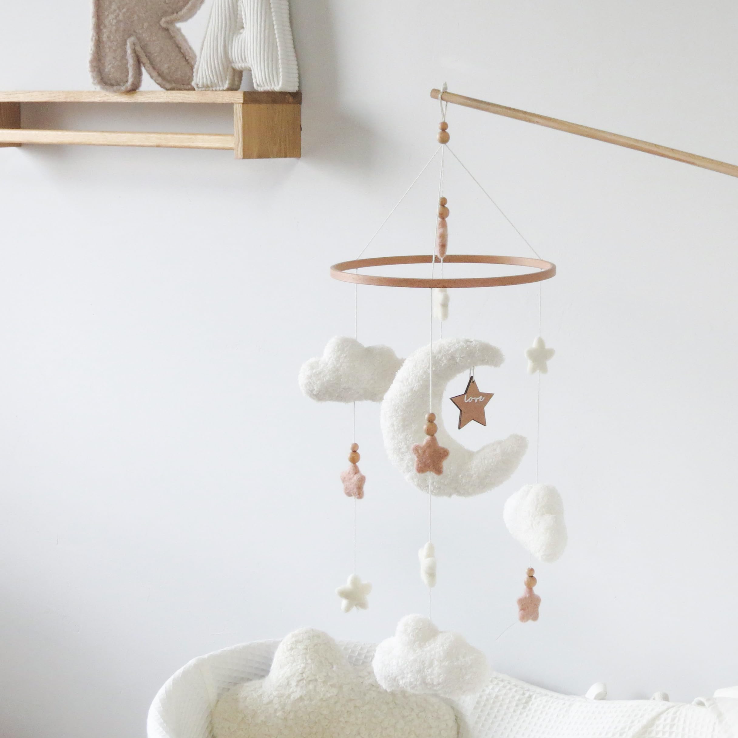 Goukurlsma wooden star beads detail for a tactile accent in the crib canopy or nursery