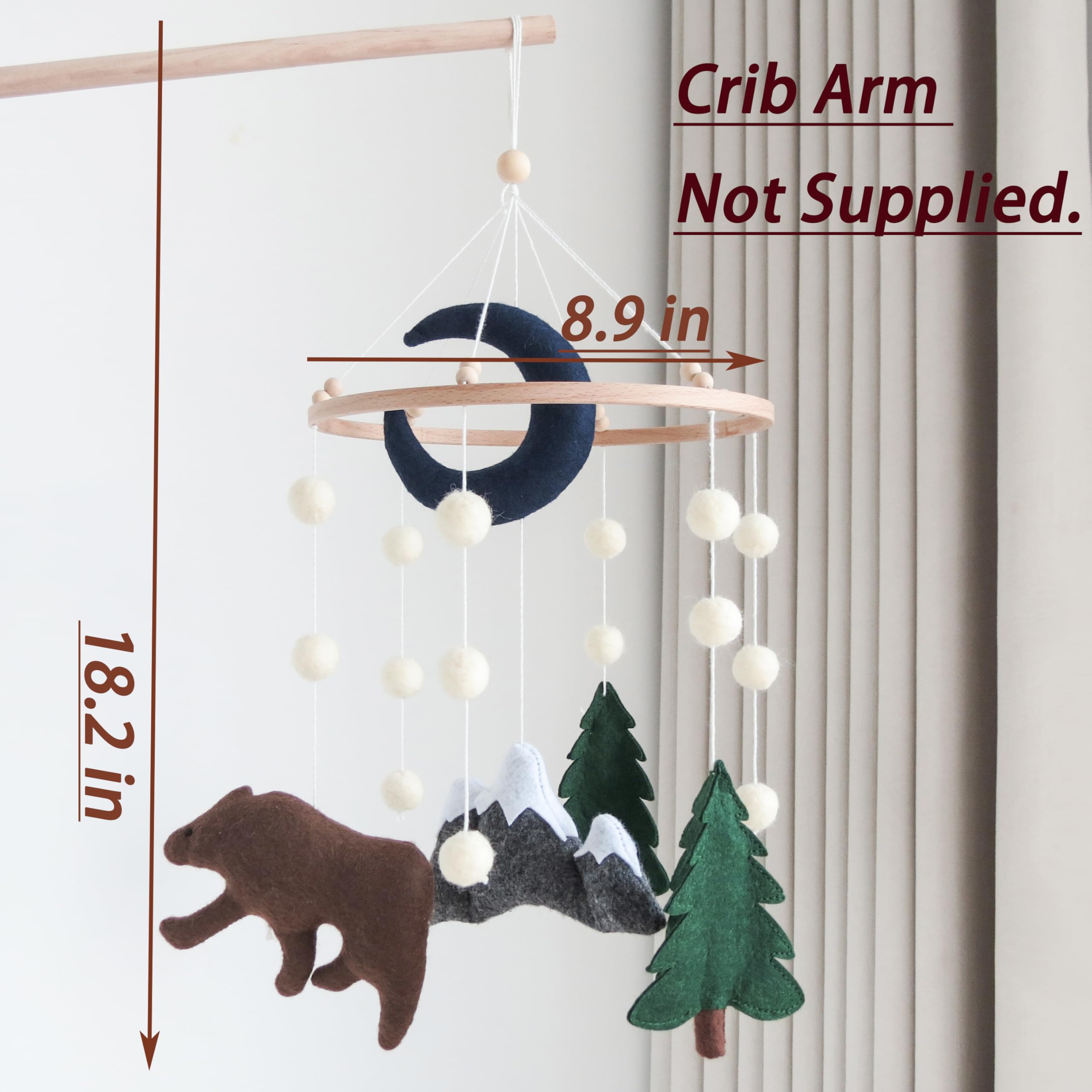 GOUKURLSMA woodland mobile, blue moon centerpiece for soothing bedtime visuals.
