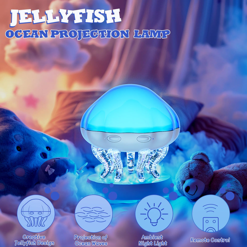 GOUTOOL jellyfish night light adds playful ambiance to a kid's room.