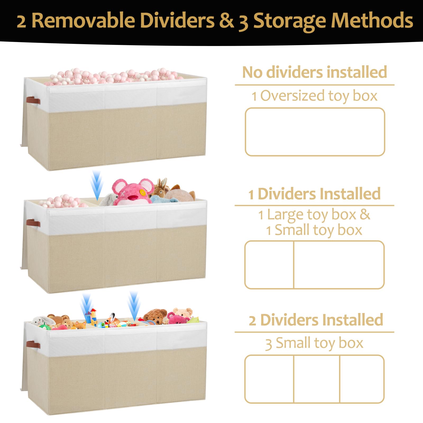 Gowee riveted handles provide sturdy portability for moving the large box.