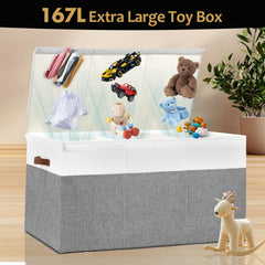 Gowee toy organizer bin with removable divider in grey-white for sorted toys
