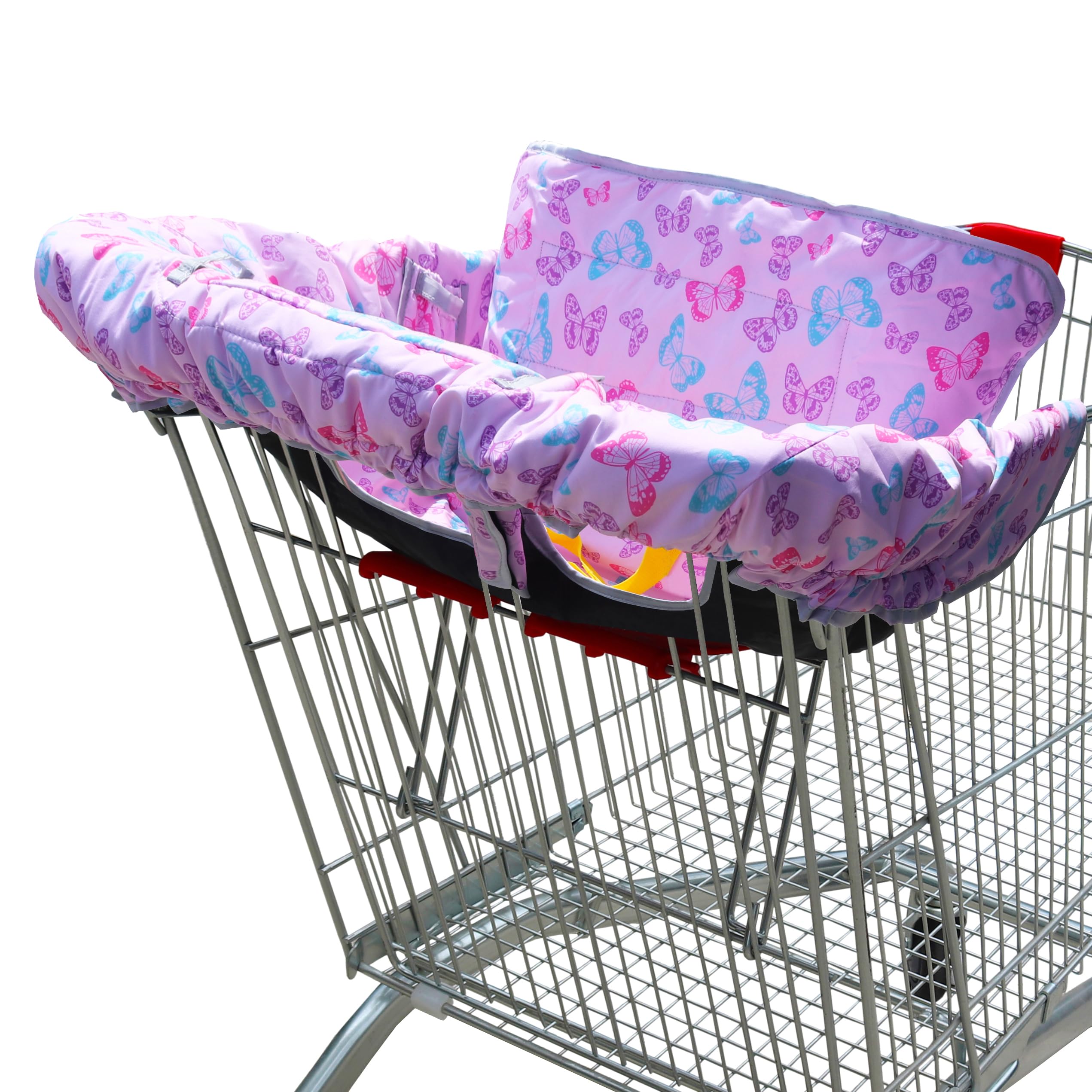 GOWRAPS Butterfly high chair cover on a restaurant chair for clean dining