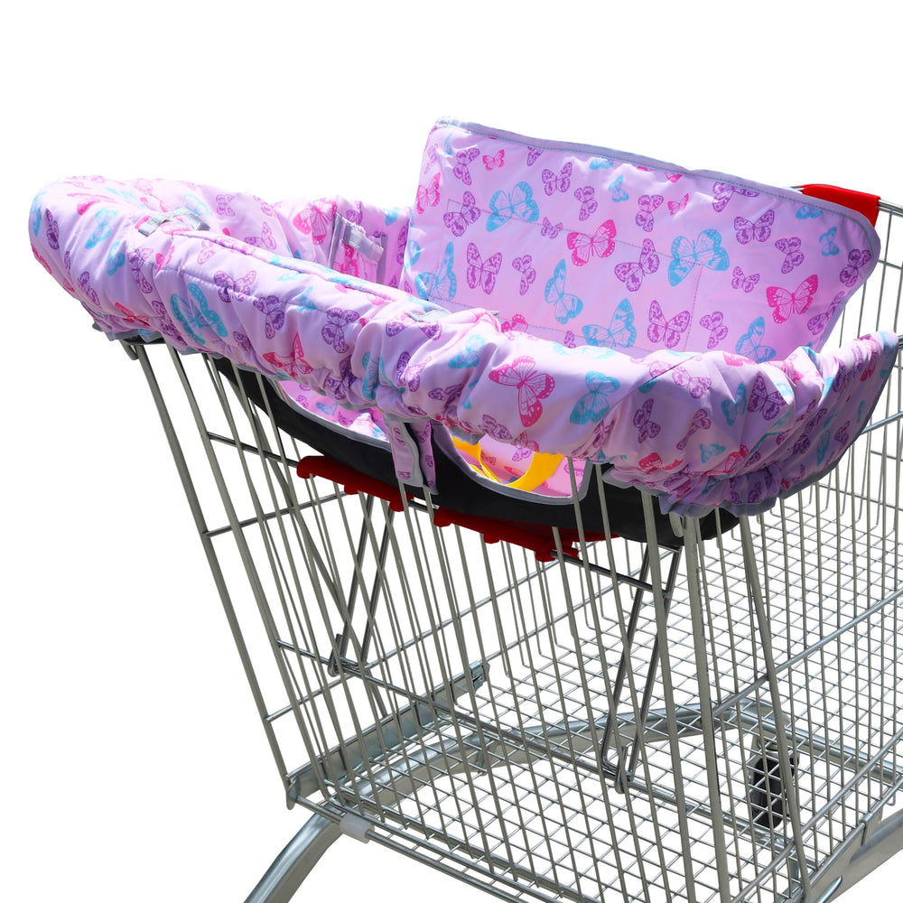 GOWRAPS Butterfly high chair cover on a restaurant chair for clean dining