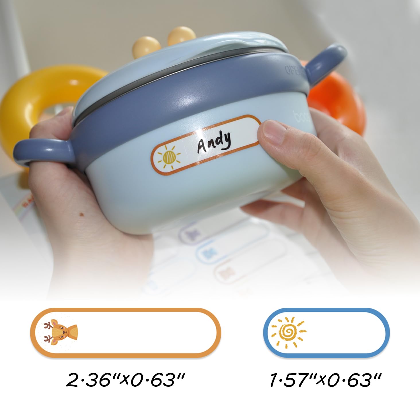 GOYOMI small-sheets daycare labels fit tight spaces and quick labeling.