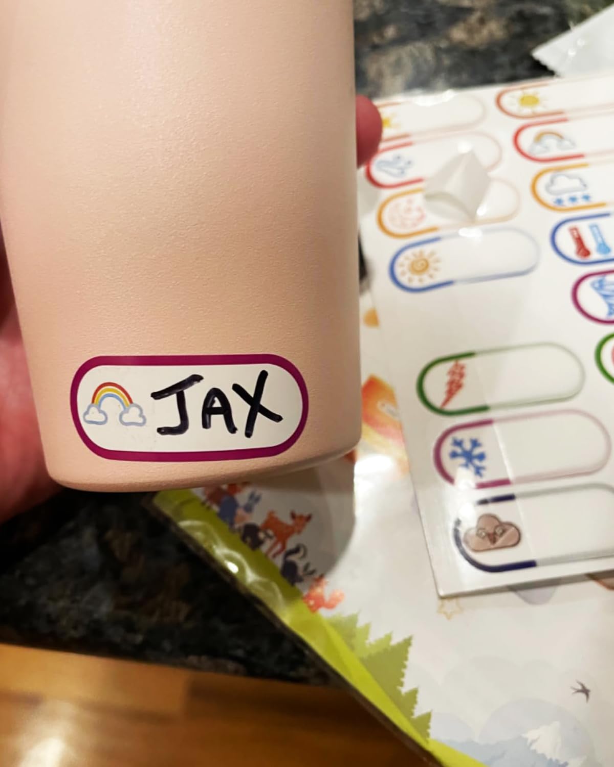 GOYOMI labels for bottles, lunchboxes, toys, and more.