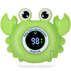 Goyowat baby bath thermometer with LED display showing safe water temperature.