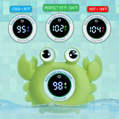 Goyowat floating crab bath toy enhances bath time play while monitoring temperature.
