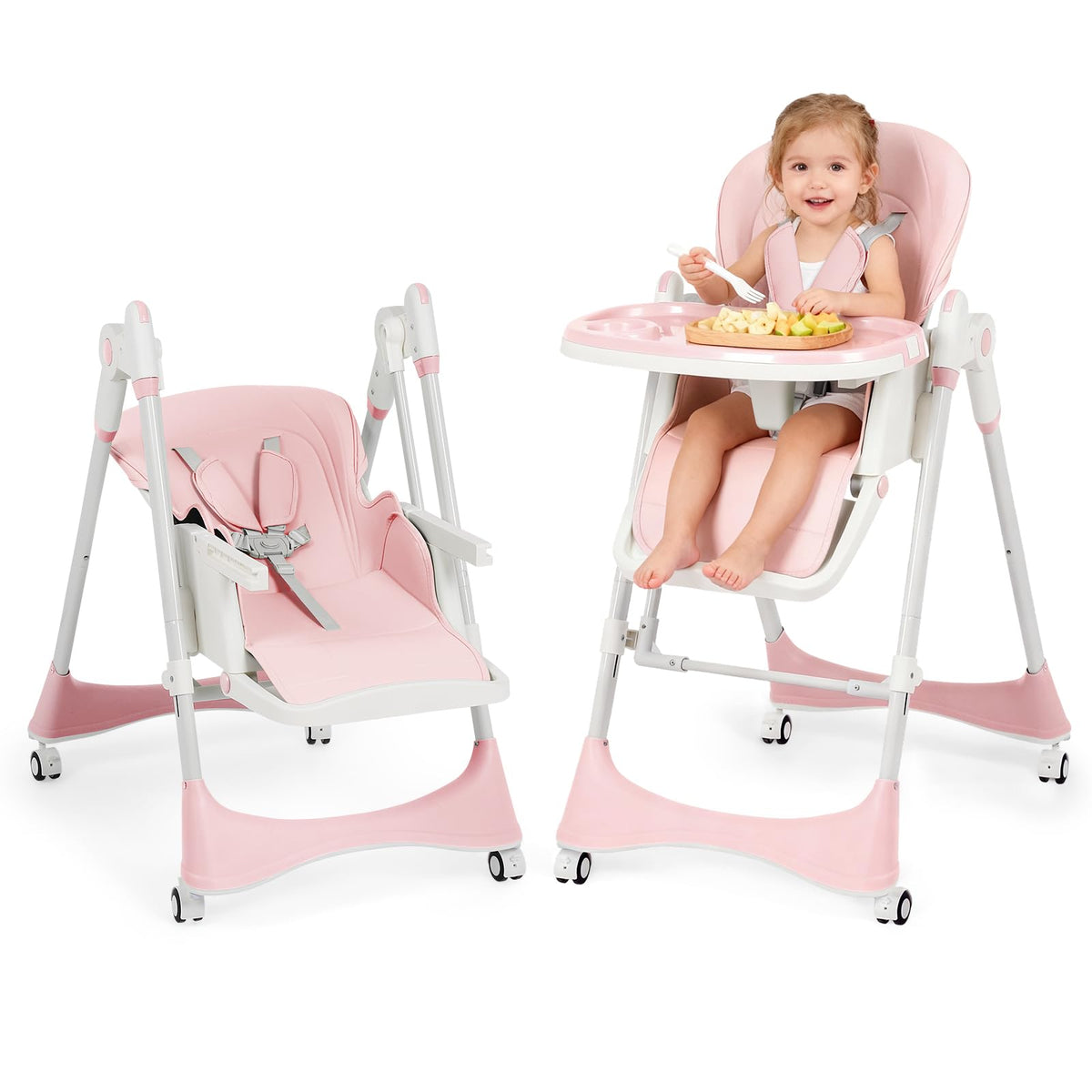 GPOAS 6-in-1 high chair with rocker in front view for infancy feeding
