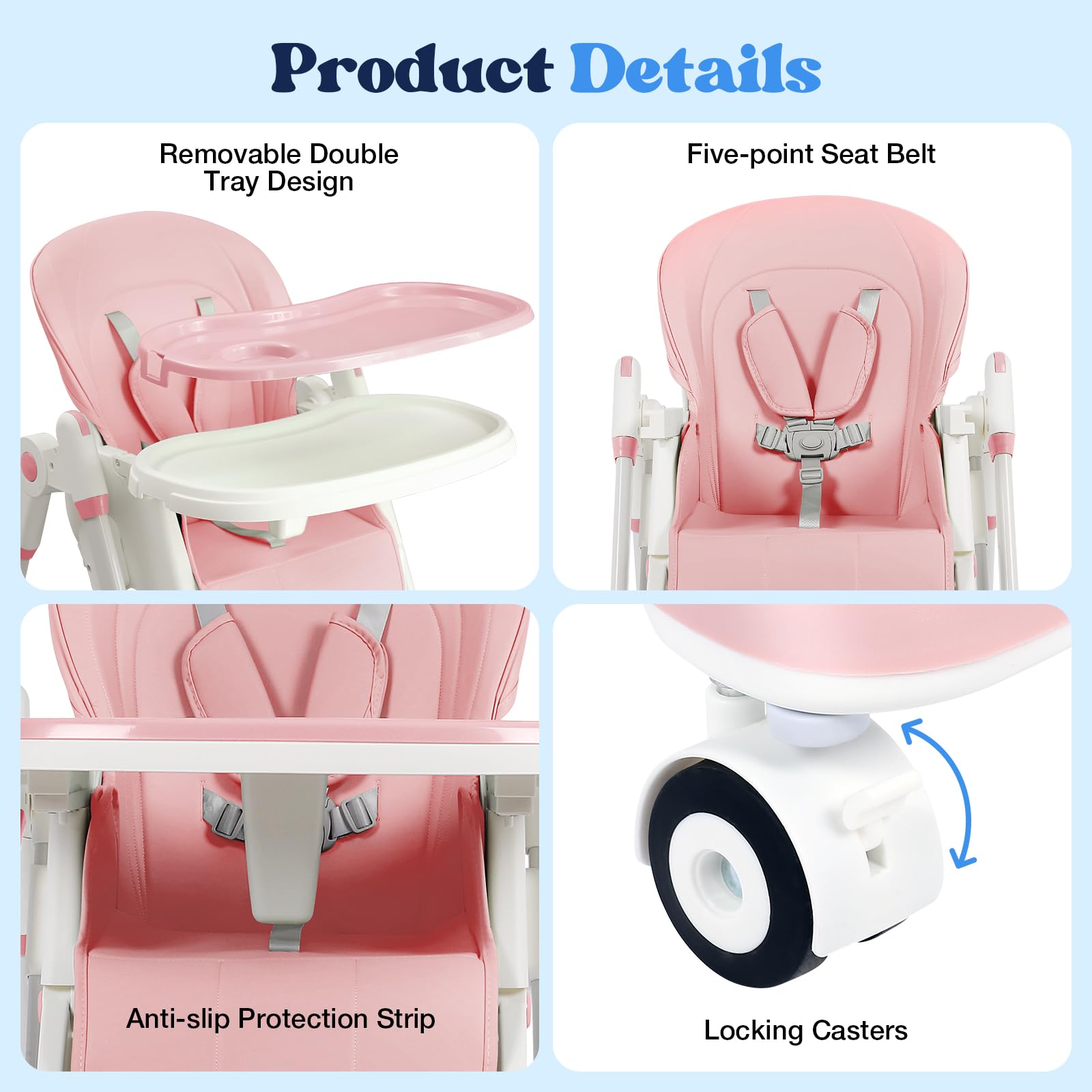 GPOAS high chair folded for compact storage in small spaces