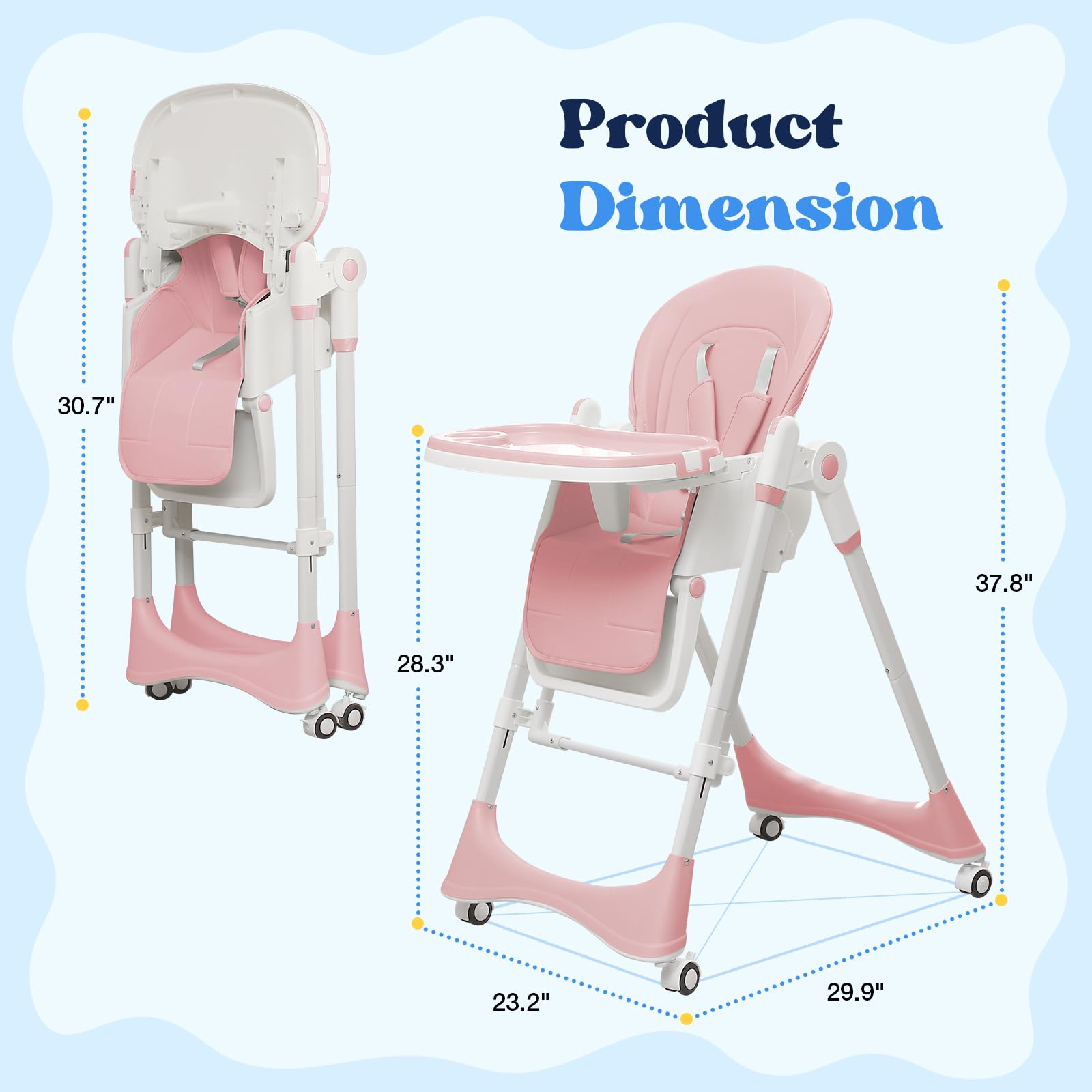 GPOAS high chair multiple recline positions for comfort