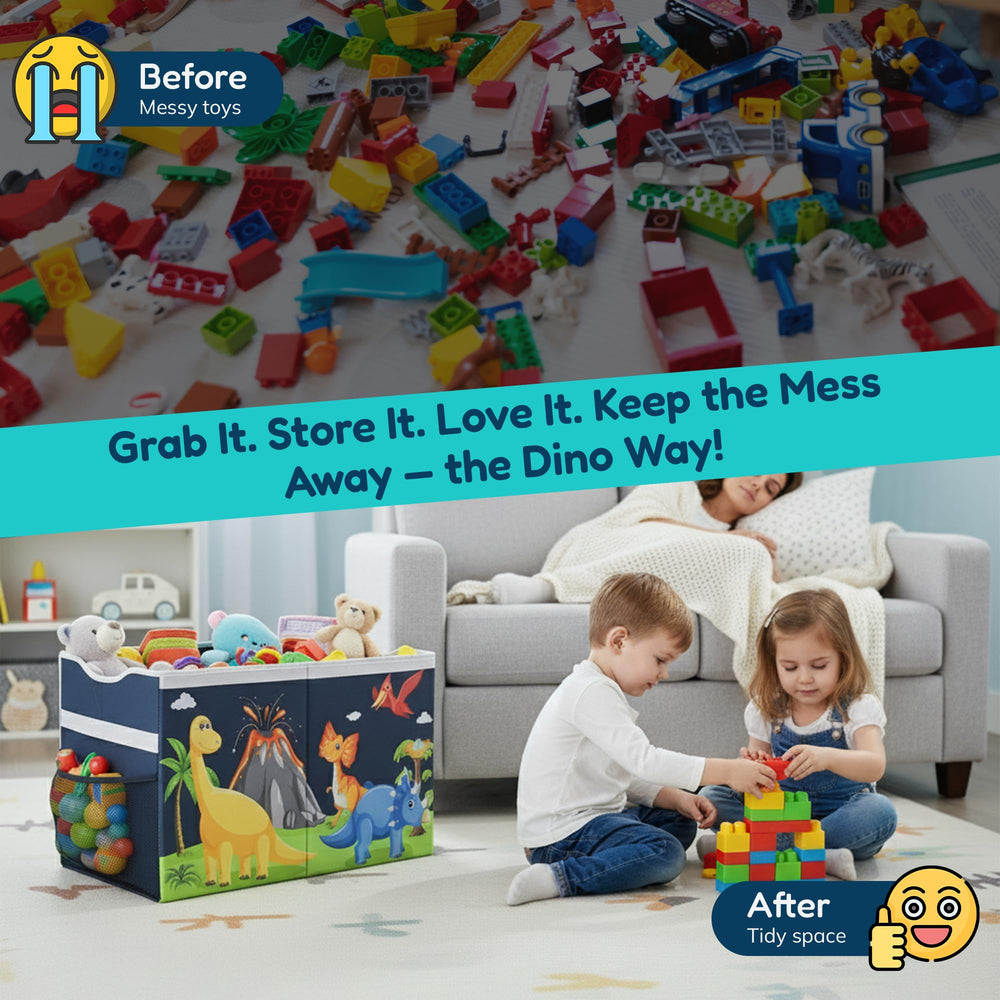 Grabbzee dino-themed box with large capacity fuels imaginative play.