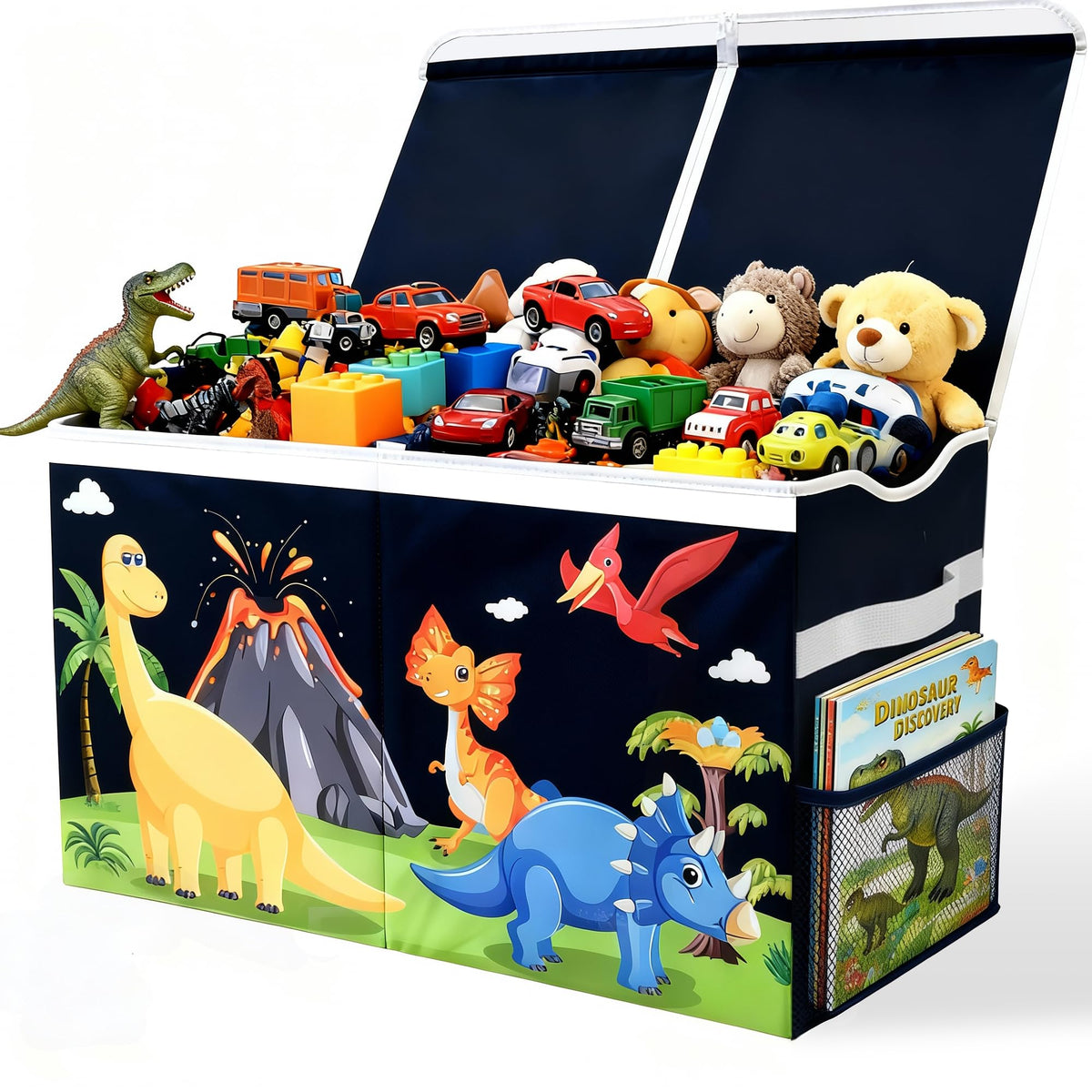 Grabbzee toy box lid provides easy access for tidy cleanup.
