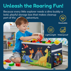 Grabbzee toy box side pockets keep crayons and books within reach.