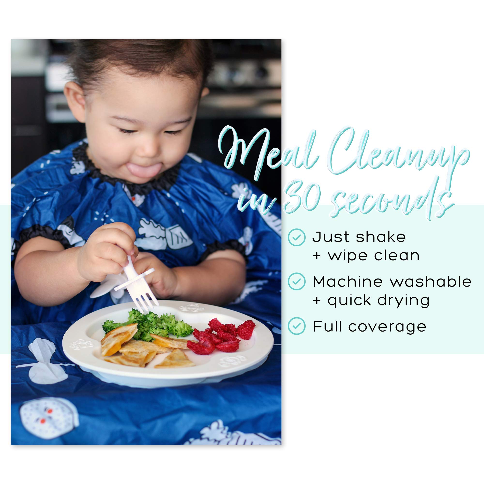 Grabease bib teal wipe-clean surface for quick post-meal cleanup