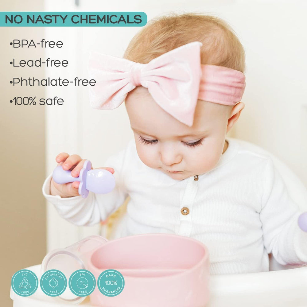 Grabease baby-led weaning spoons promote self-feeding exploration.