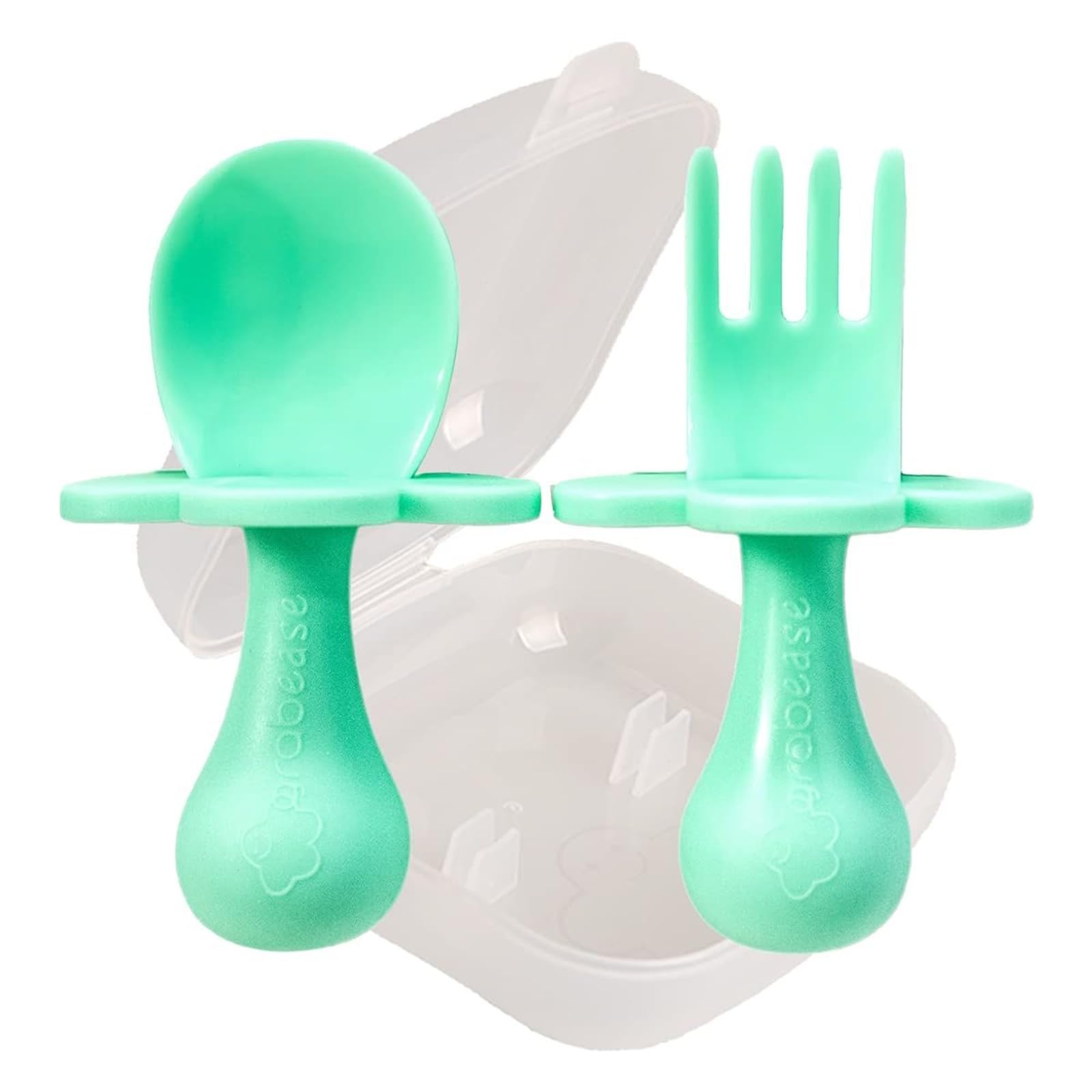 Grabease baby silverware set with mint spoon for independent self-feeding