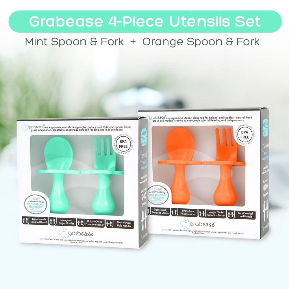 Close-up of Grabease spoon showing soft edges for safe feeding.