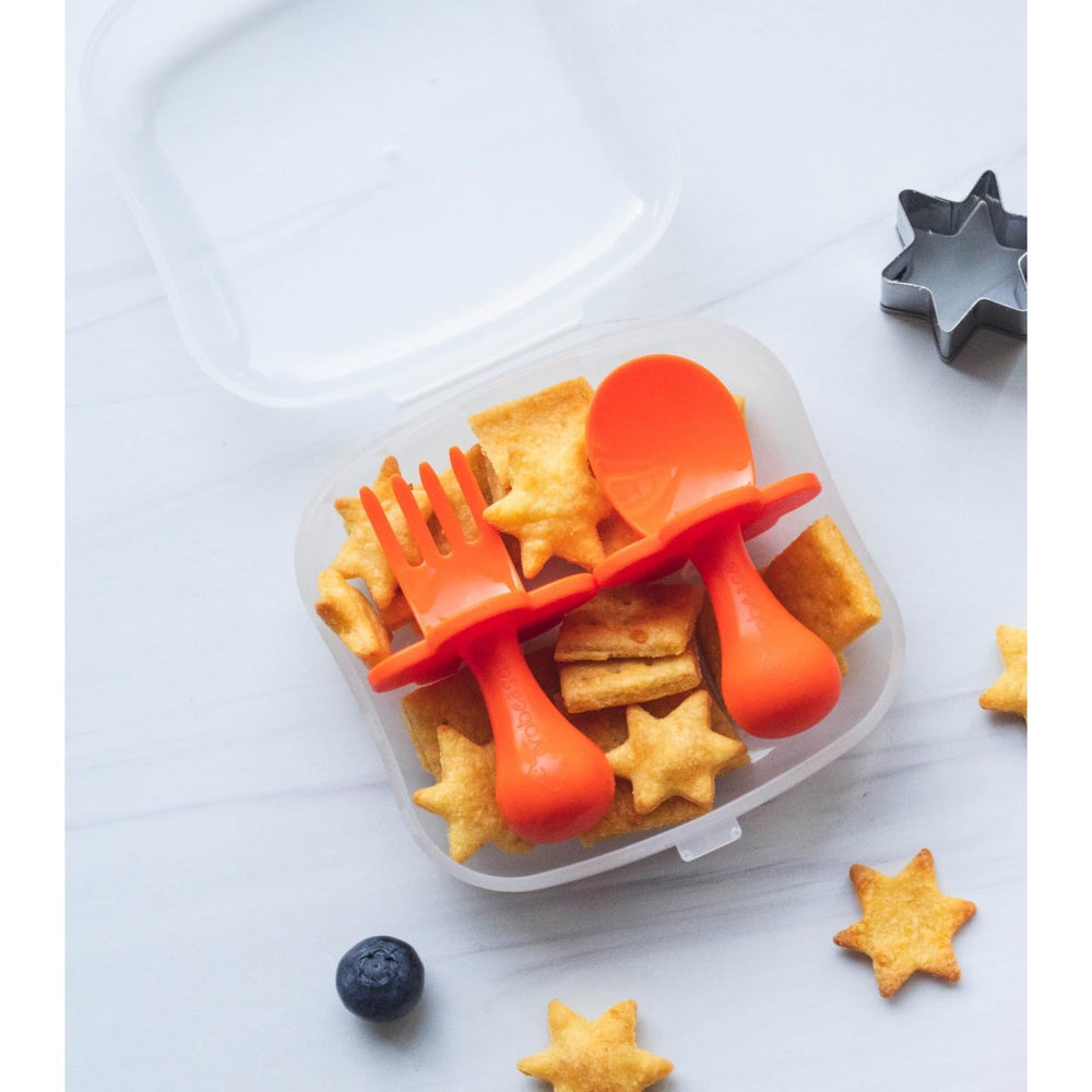 Grabease orange color enhances visibility and kid-friendly mealtime appeal.