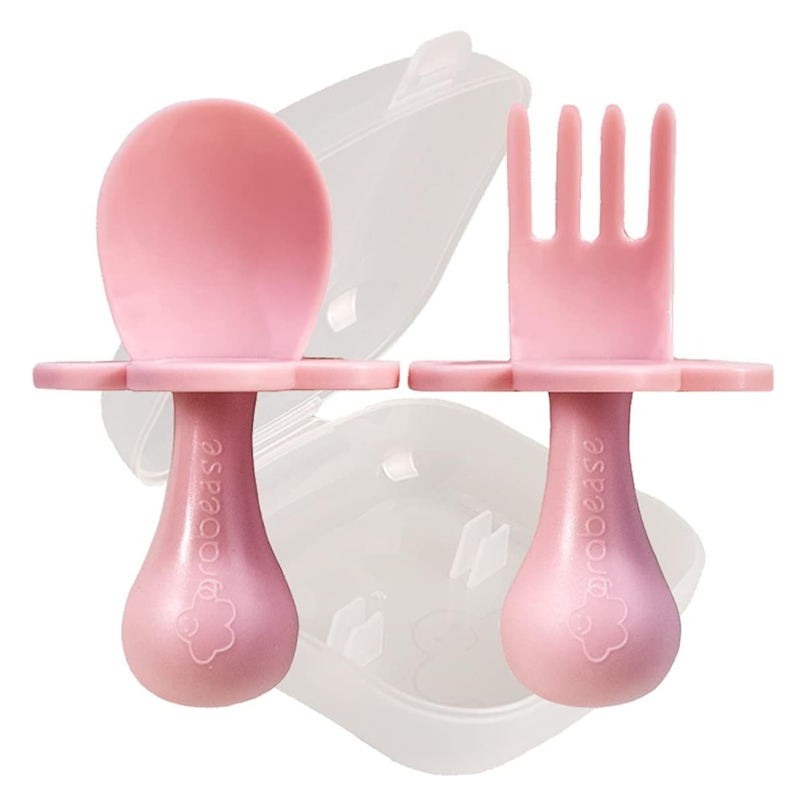 Grabease baby utensils set with travel case supports independent feeding on the go.