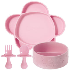 Grabease blush plate with suction base supports independent eating and less mess.