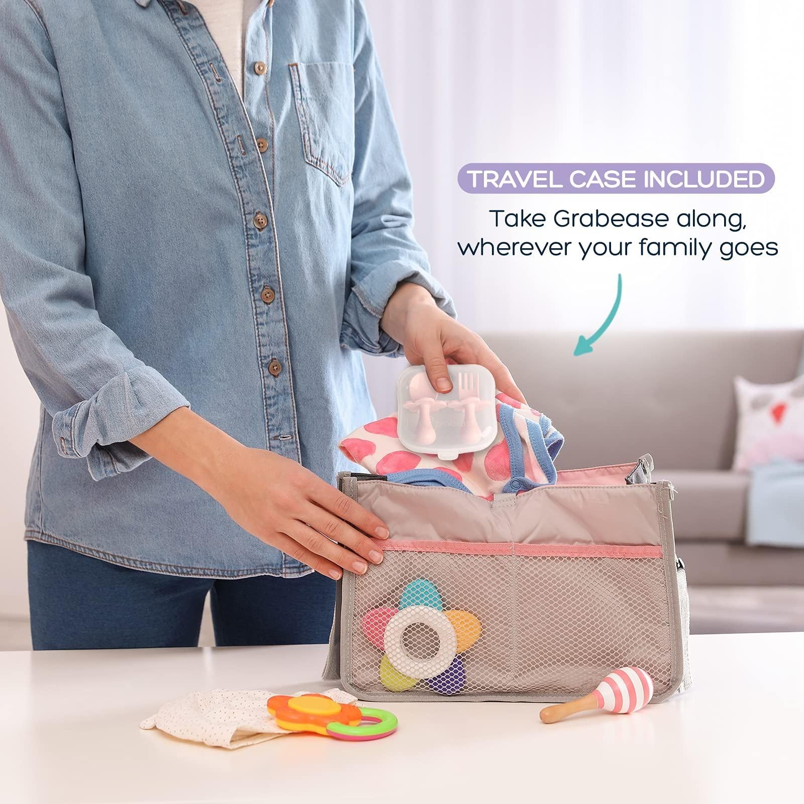 Grabease boil-for-sterilization option keeps utensils clean between uses.