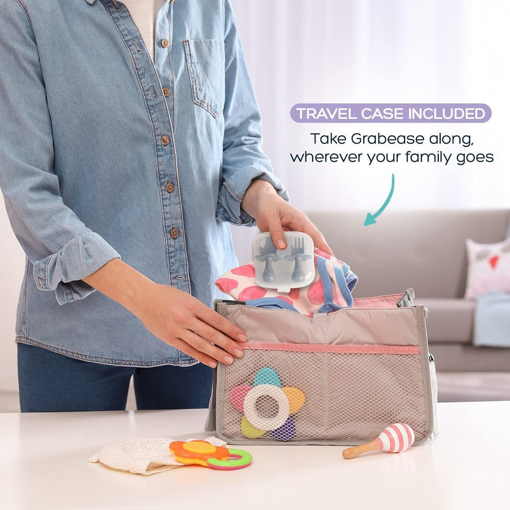 Grabease gray utensils set ready for everyday toddler use.